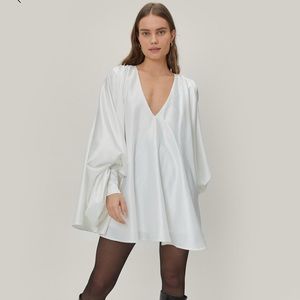 Plunge Extreme Batwing Sleeve Mini Dress